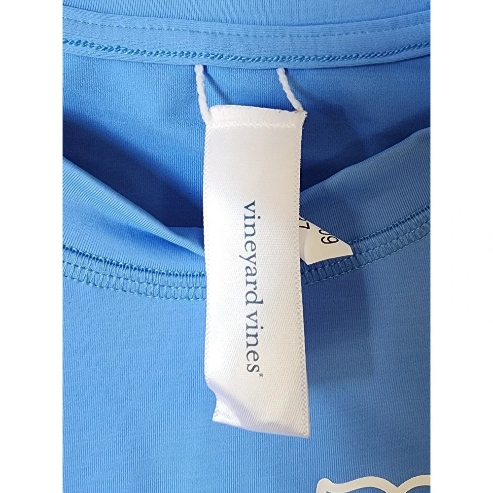 Vineyard Vines Rash Guard Girls L 14 Blue Floral Raglan Whale Logo Swim Shirt